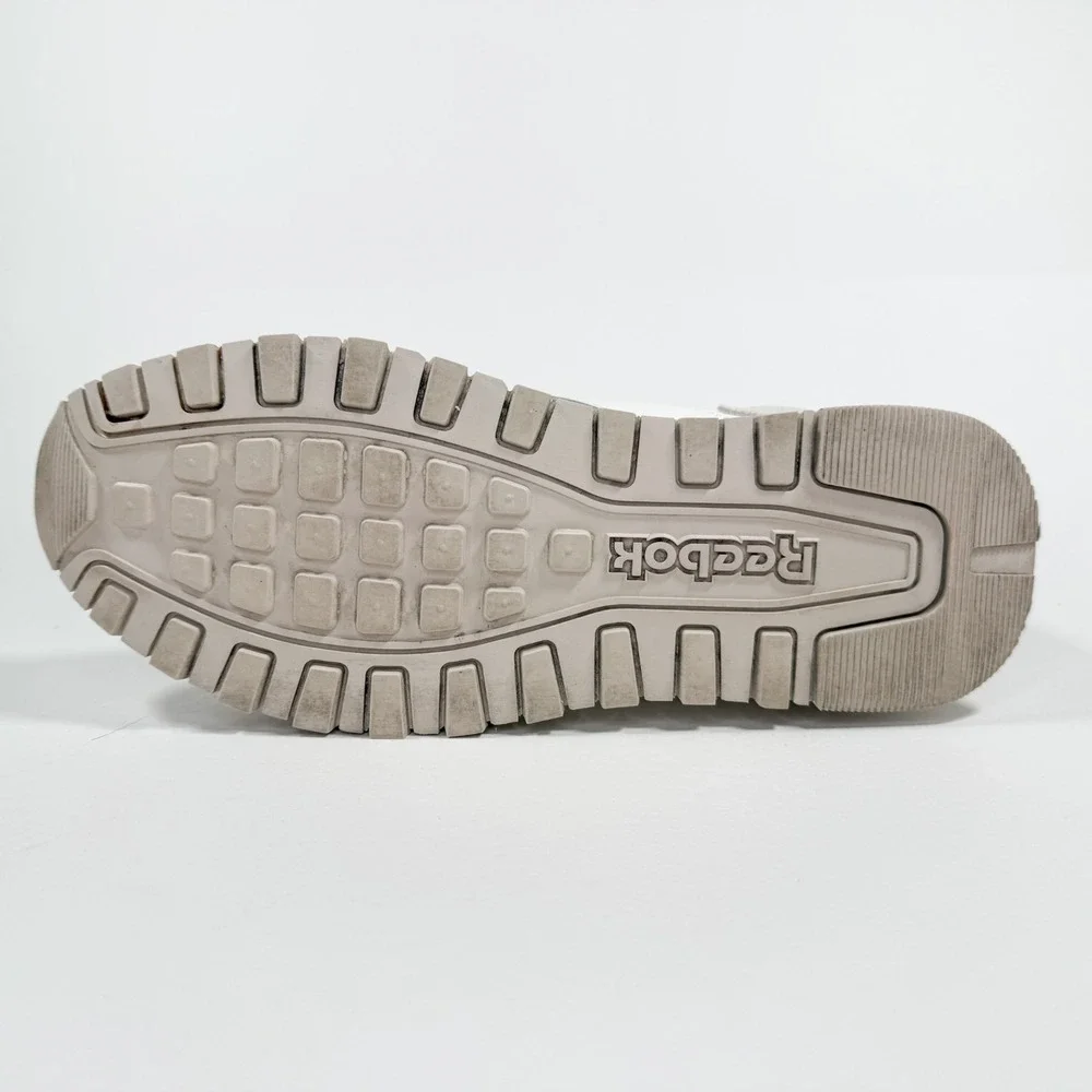 Reebok Classic Leather White Blue Sneakers Mens‎ 9.5 Casual Retro Shoes
